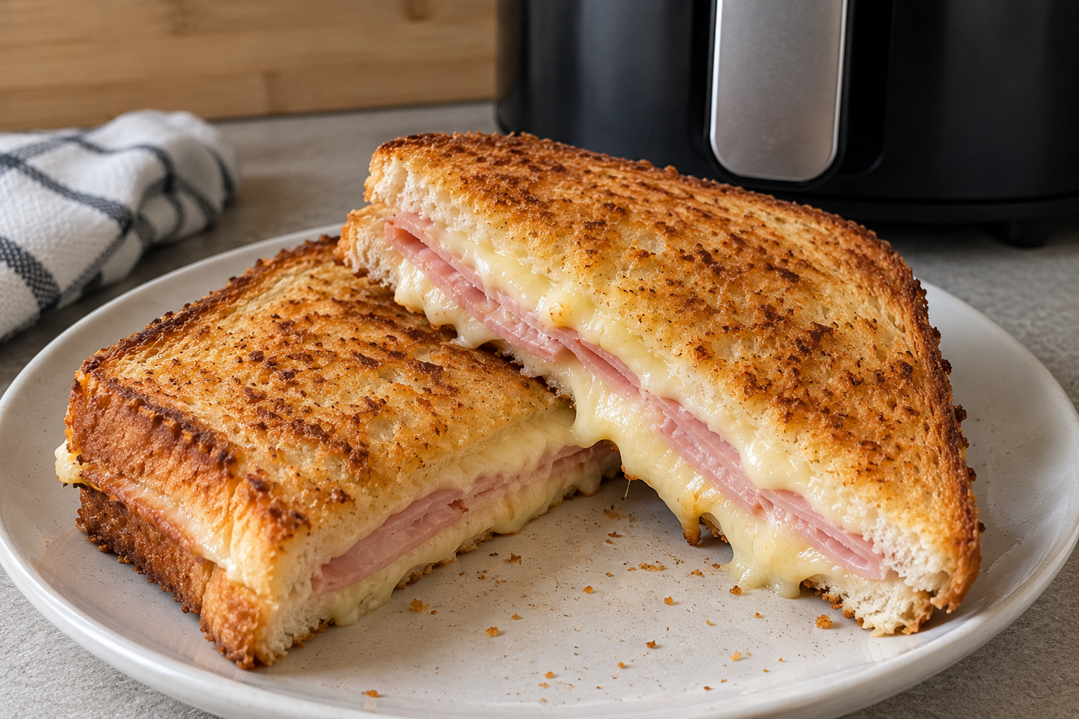 Sándwich mixto crujiente en Air Fryer